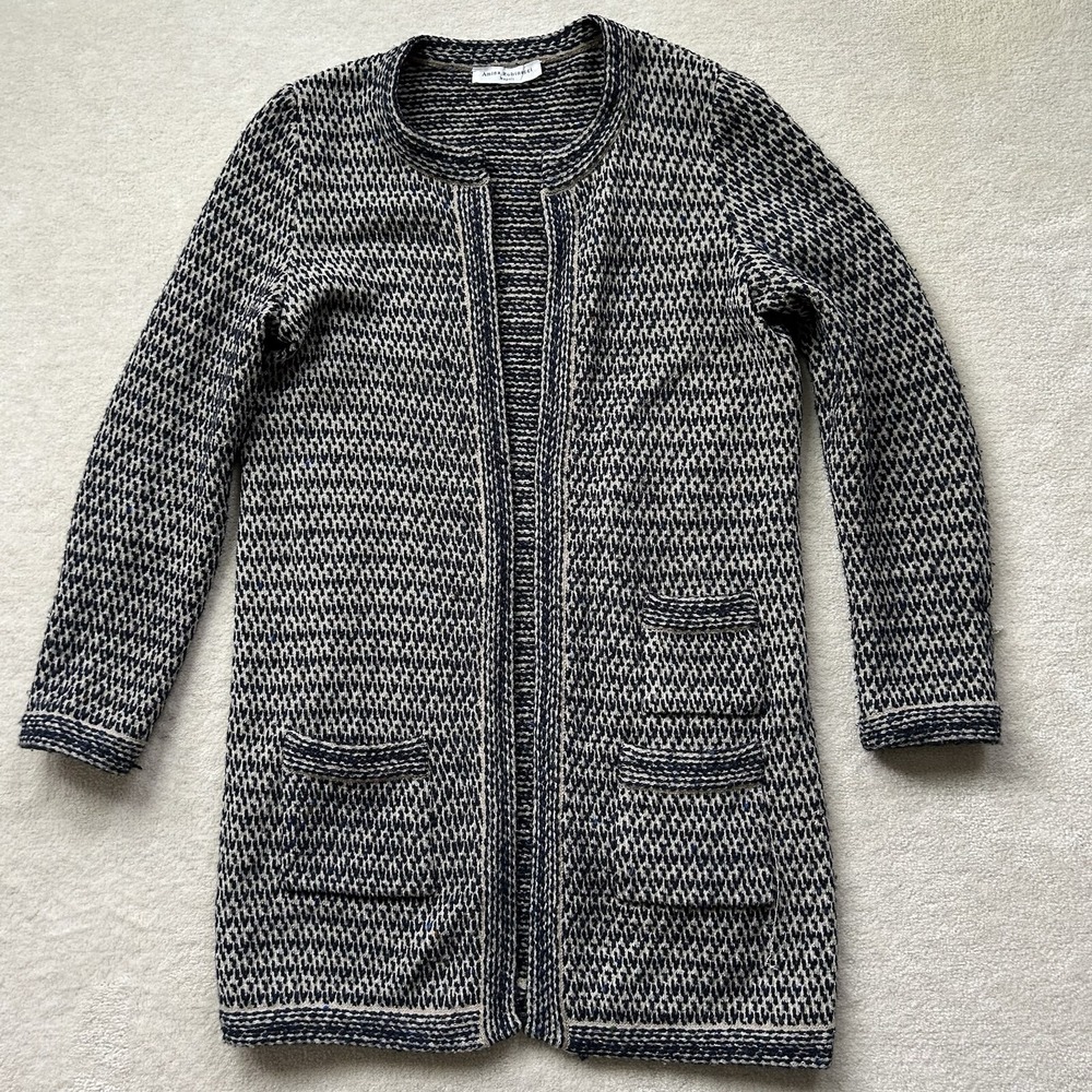 Amina Rubinacci Sweater Women XL Wool Cashmere Cardigan Italy Open Front Boucle